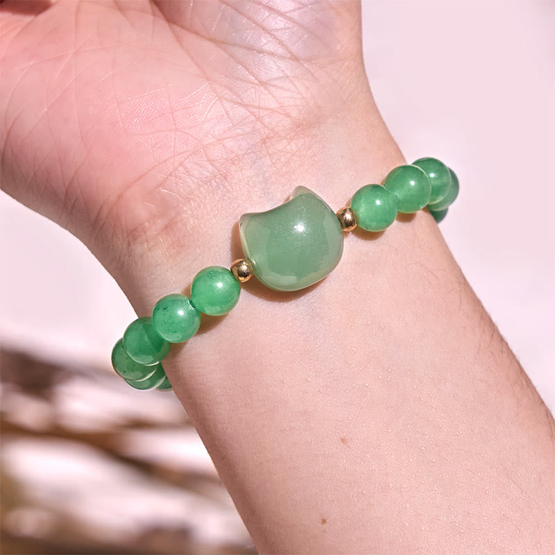 KarmaRipple's Amethyst Green Aventurine Rose Quartz Fluorite Cat Head Balance Fortune Bracelet p11