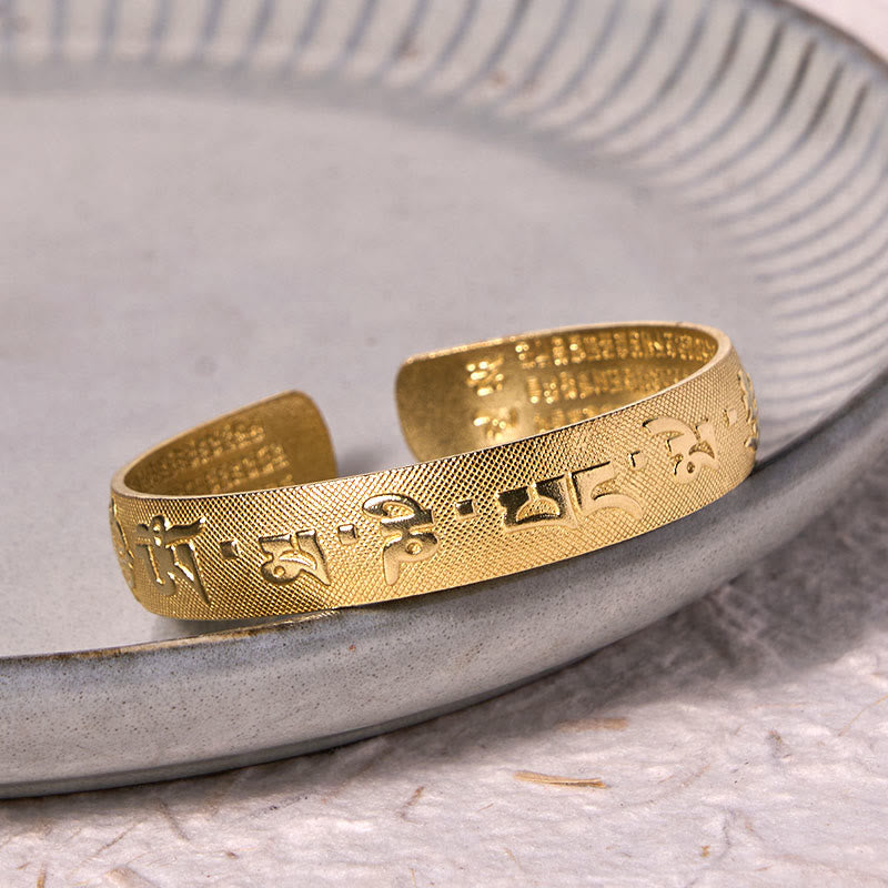 KarmaRipple's Six True Words 'Om Mani Padme Hum' Heart Sutra Bronze Brass Fortune Bracelet Bangle p10
