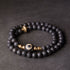 Lava Rock Three-eyed Dzi Bead Brass(Wrist Circumference: 17-17.6cm)