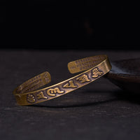 KarmaRipple's Six True Words 'om Mani Padme Hum' Heart Sutra Bronze Brass Wisdom Peace Cuff Bracelet Bangle