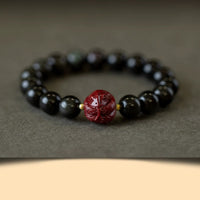 KarmaRipple's Chinese Zodiac Authentic Black Obsidian Cinnabar Purification Bracelet