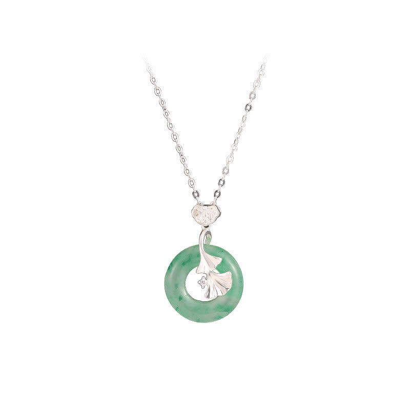 KarmaRipple's 925 Sterling Silver Jade Ginkgo Peace Buckle Ruyi Lock Prosperity Pendant Necklace p12