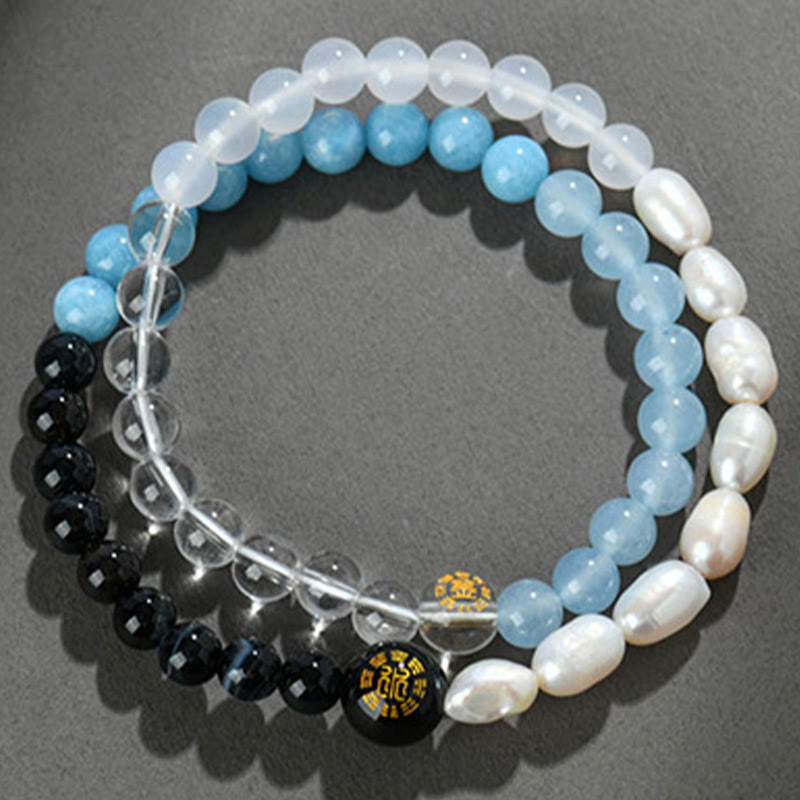 KarmaRipple's Five Elements Various Agate Gemstone Pearl Black Onyx Ivory Agate Ivory Gemstone Fortune Bracelet p7