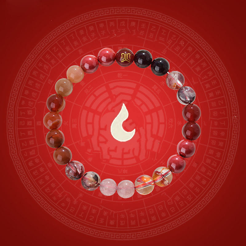 KarmaRipple's Five Elements Various Agate Gemstone Rutilated Quartz Tiger Eye Yellow Agate Citrine Fortune Bracelet p31