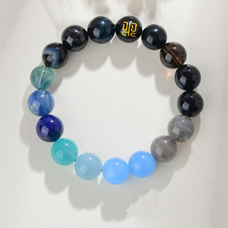 KarmaRipple's Five Elements Various Agate Gemstone Rutilated Quartz Tiger Eye Yellow Agate Citrine Fortune Bracelet p40