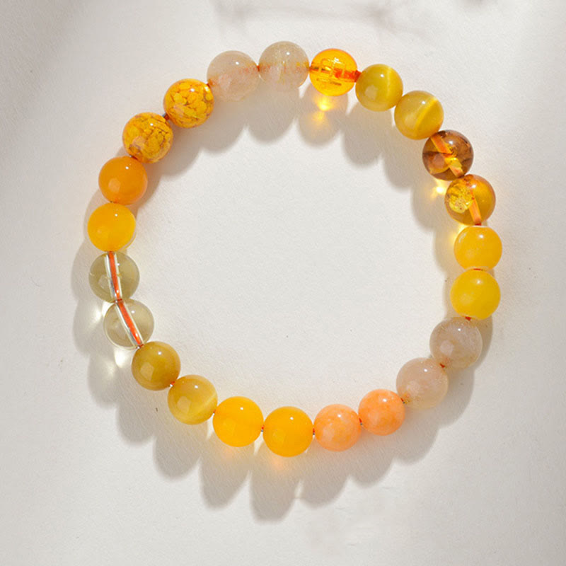 KarmaRipple's Five Elements Various Agate Gemstone Rutilated Quartz Tiger Eye Yellow Agate Citrine Fortune Bracelet p1