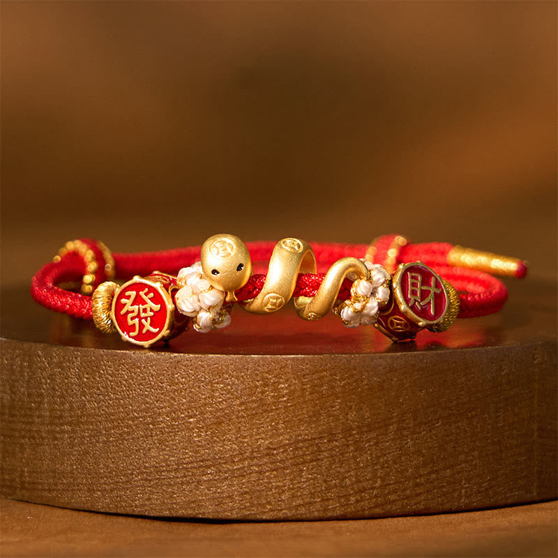 KarmaRipple's 925 Sterling Silver Year Of The Snake Golden Snake Fortune Prosperous Bracelet Pendant Necklace p5