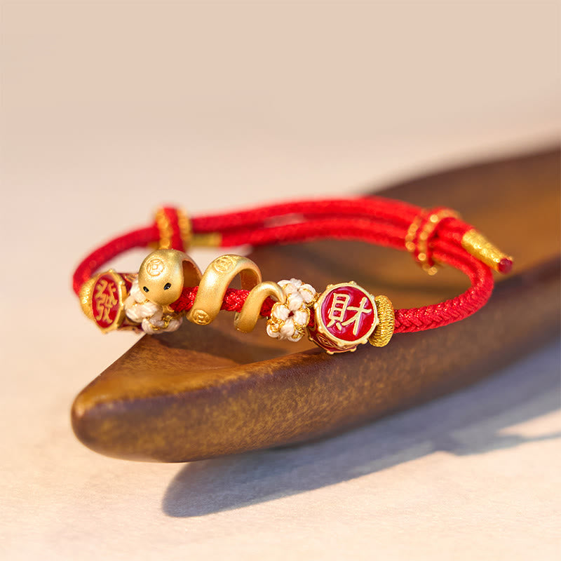 KarmaRipple's 925 Sterling Silver Year Of The Snake Golden Snake Fortune Prosperous Bracelet Pendant Necklace p6