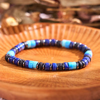 KarmaRipple's Hematite Turquoise Lazurite Lava Rock Black Glitter Stone Support Bracelet