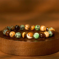 KarmaRipple's Authentic Picture Jasper Turquoise Tiger Eye Mix And Match Beadwork Protection Bracelet