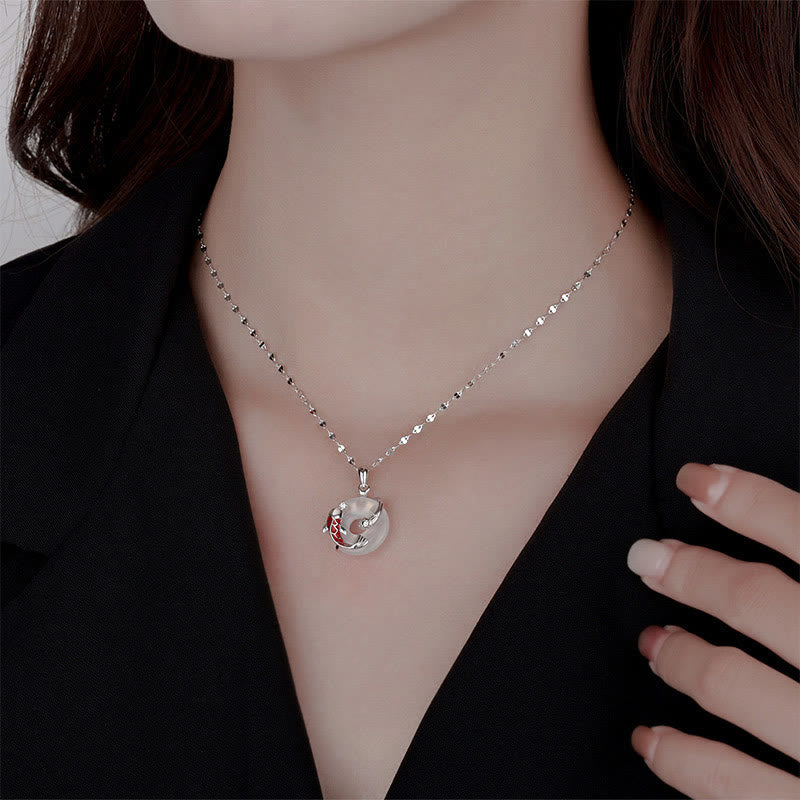 KarmaRipple's Chalcedony Peace Buckle 999 Sterling Silver Koi Fish Year Of The Snake Positive Pendant Necklace p12