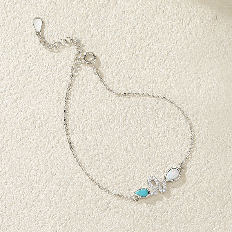 KarmaRipple's 925 Sterling Silver Turquoise Opal Year Of The Snake Protection Bracelet p14