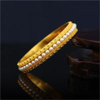 KarmaRipple's Bronze Pearl Balancing Cuff Half Bracelet Bangle
