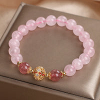 KarmaRipple's Pink Gemstone Strawberry Quartz Love Bracelet