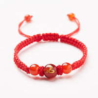 KarmaRipple's Authentic Red Agate Chinese Zodiac Red String Woven Protection Fortune Bracelet
