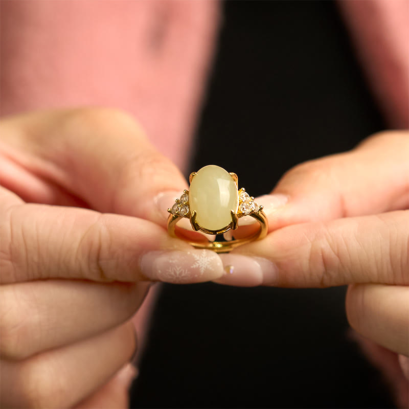 KarmaRipple's Hetian Jade Egg Alloy Ring p3