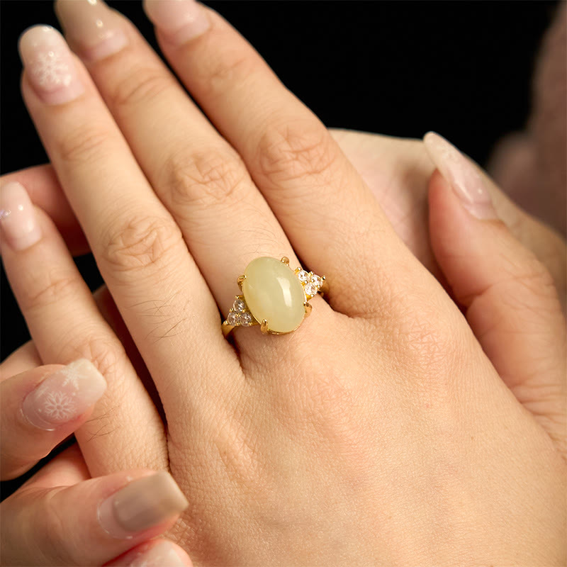 KarmaRipple's Hetian Jade Egg Alloy Ring p5