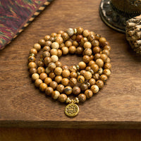 KarmaRipple's 108 Beadwork Picture Jasper Mala Lotus Courage Bracelet