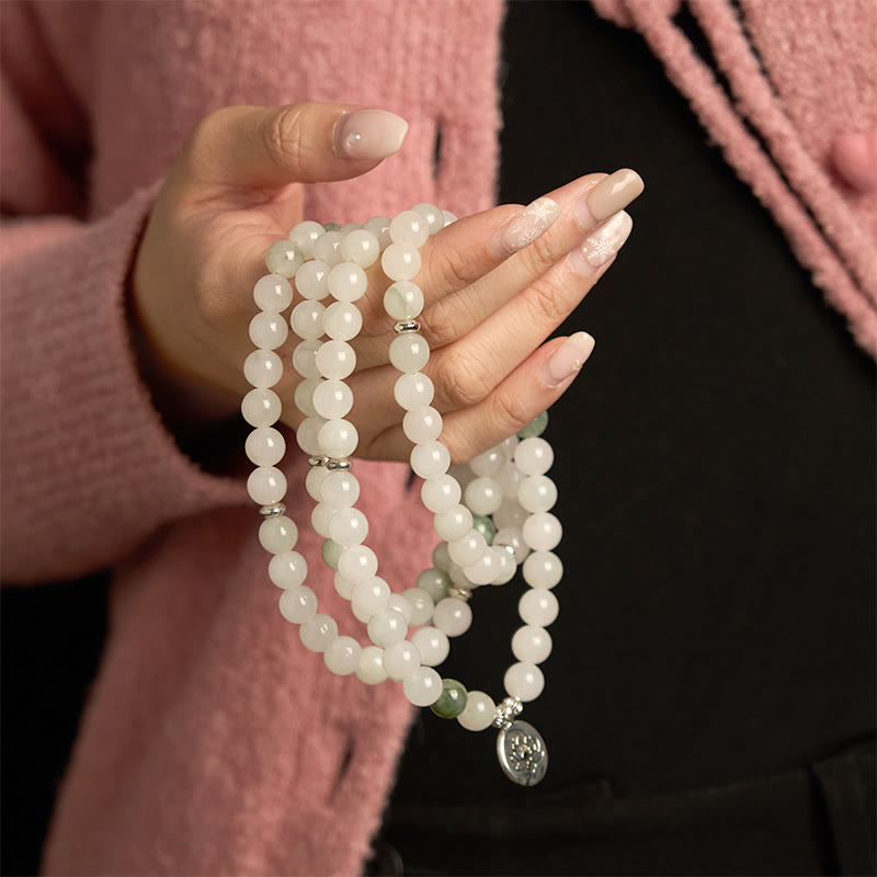 KarmaRipple's 108 Mala Beadwork Authentic Tianshan Jade Lotus Fortune Bracelet p5