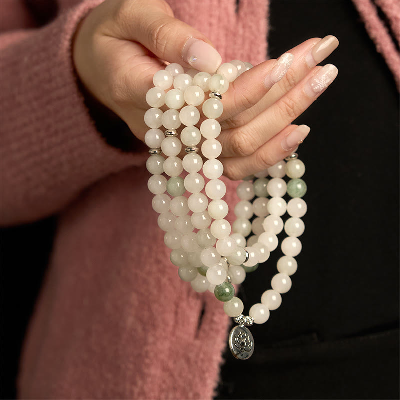 KarmaRipple's 108 Mala Beadwork Authentic Tianshan Jade Lotus Fortune Bracelet p3