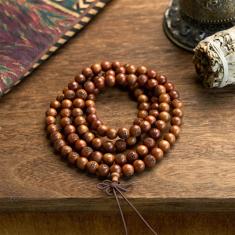 KarmaRipple's 108 Mala Beadwork Lightning Struck Jujube Wood The Golden Light Mantra Protection Bracelet p6