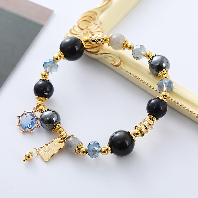 KarmaRipple's Authentic Black Obsidian Hematite Blue Sandstone Strength Bracelet p11