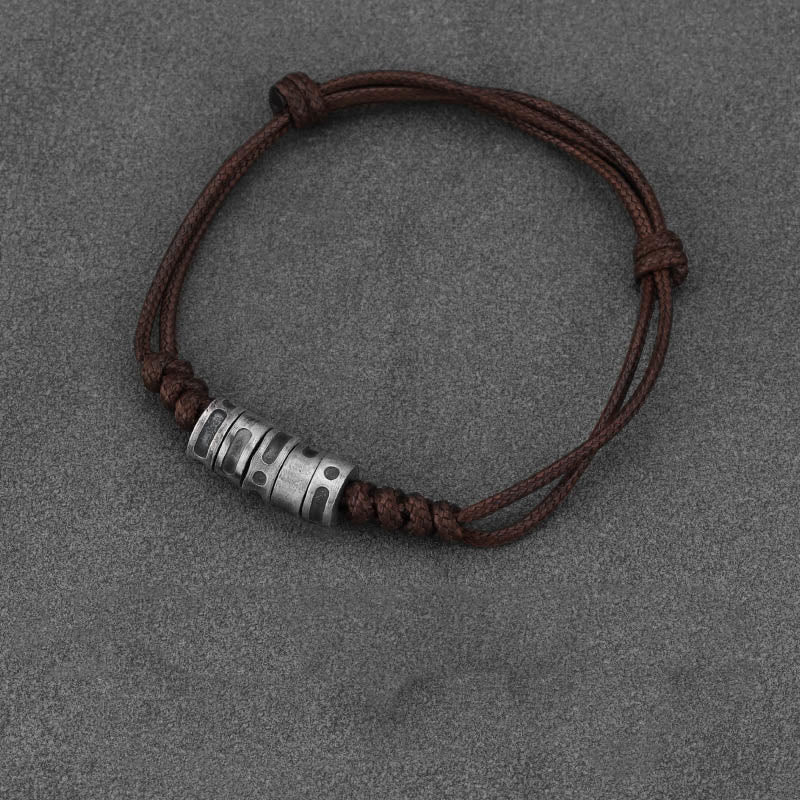 KarmaRipple's 999 Sterling Silver Morse Code Wax Rope Blessing Bracelet p25