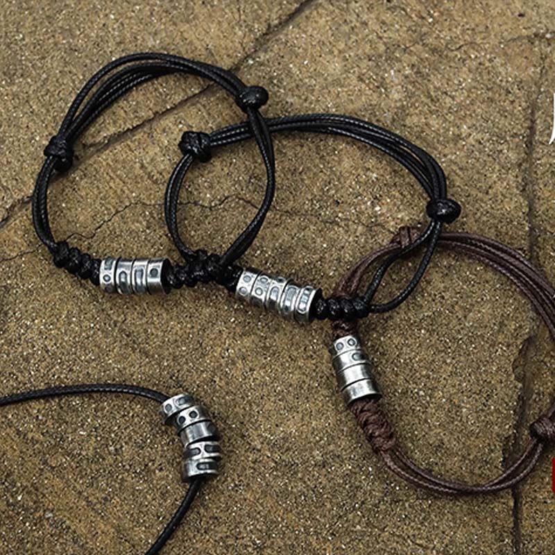 KarmaRipple's 999 Sterling Silver Morse Code Wax Rope Blessing Bracelet p19