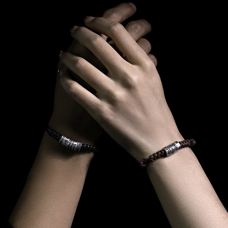 KarmaRipple's 999 Sterling Silver Morse Code Wax Rope Blessing Bracelet p16