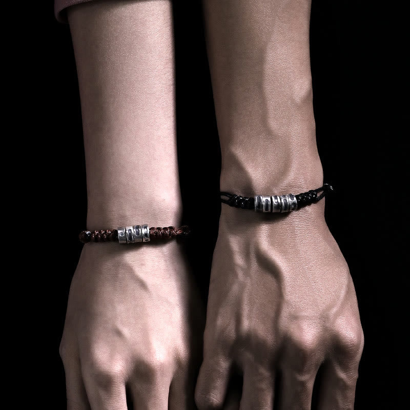 KarmaRipple's 999 Sterling Silver Morse Code Wax Rope Blessing Bracelet p18