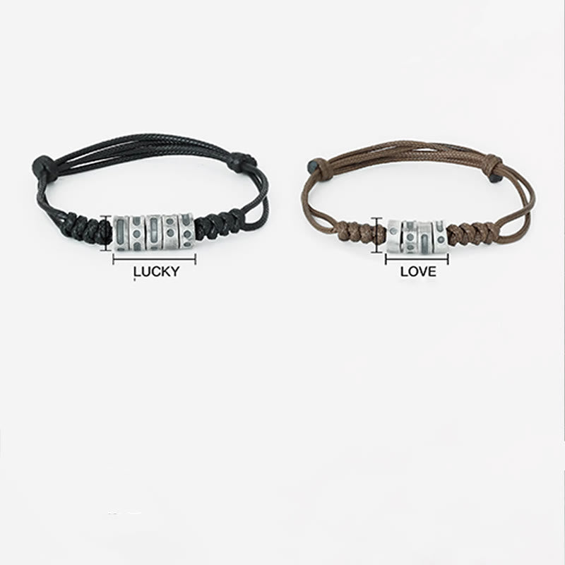 KarmaRipple's 999 Sterling Silver Morse Code Wax Rope Blessing Bracelet p7