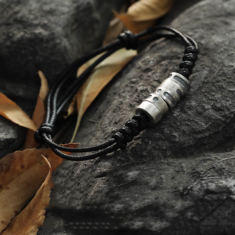 KarmaRipple's 999 Sterling Silver Morse Code Wax Rope Blessing Bracelet p5