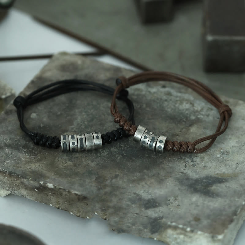 KarmaRipple's 999 Sterling Silver Morse Code Wax Rope Blessing Bracelet p21