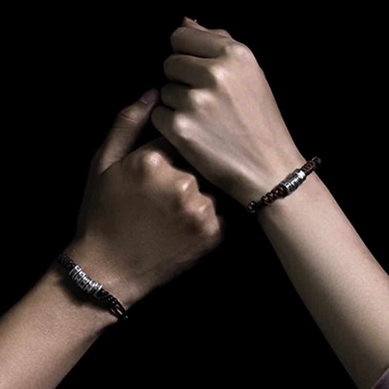 KarmaRipple's 999 Sterling Silver Morse Code Wax Rope Blessing Bracelet p15