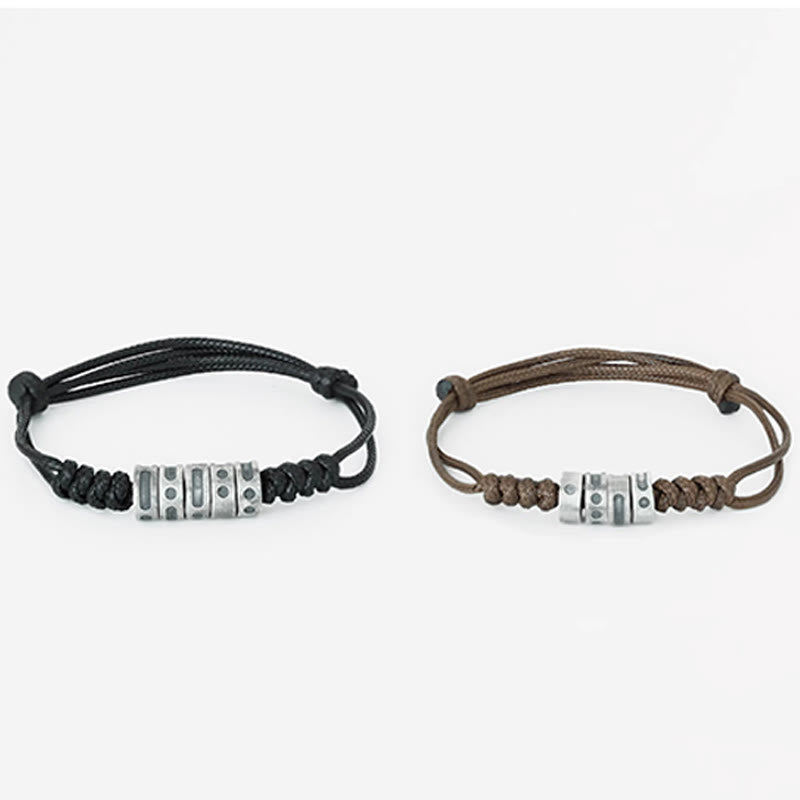 KarmaRipple's 999 Sterling Silver Morse Code Wax Rope Blessing Bracelet p14