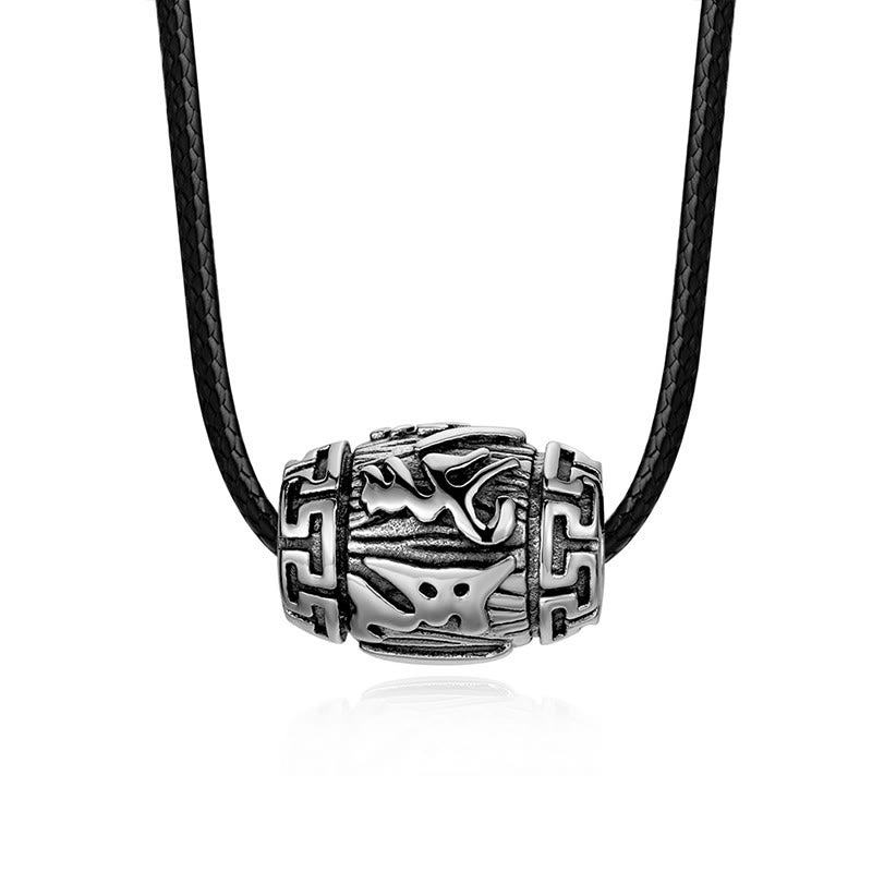 KarmaRipple's Tibetan Om Mani Padme Hum Four Mythical Beasts Titanium Steel Wisdom Pendant Necklace p12