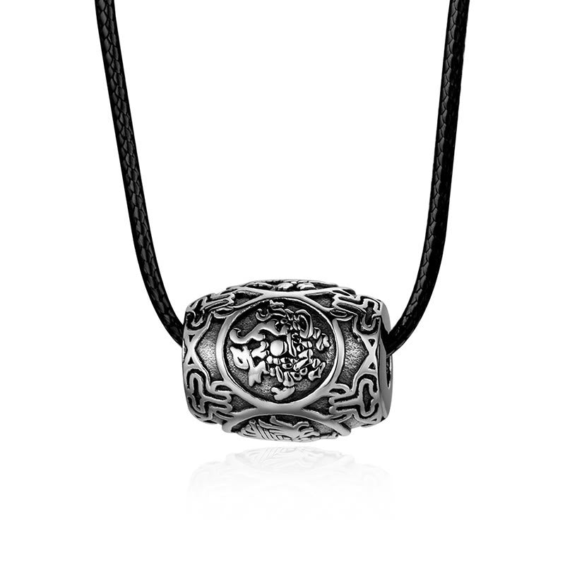 KarmaRipple's Tibetan Om Mani Padme Hum Four Mythical Beasts Titanium Steel Wisdom Pendant Necklace p7