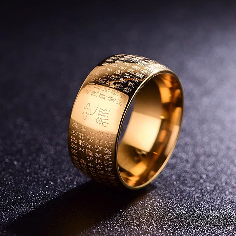KarmaRipple's Tibetan Seal Heart Sutra Titanium Steel Balance Ring p30
