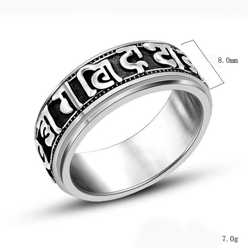 KarmaRipple's Tibetan Om Mani Padme Hum Titanium Steel Spinner Balance Ring p9