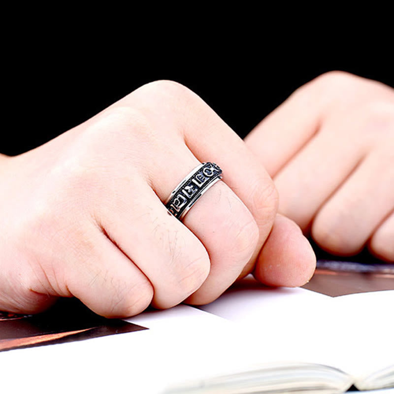 KarmaRipple's Tibetan Om Mani Padme Hum Titanium Steel Spinner Balance Ring p23