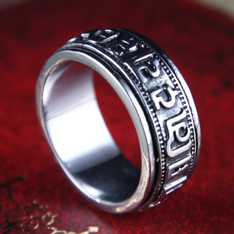 KarmaRipple's Tibetan Om Mani Padme Hum Titanium Steel Spinner Balance Ring p14