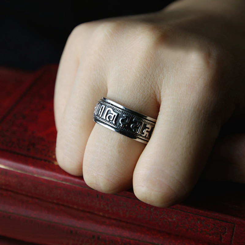 KarmaRipple's Tibetan Om Mani Padme Hum Titanium Steel Spinner Balance Ring p22