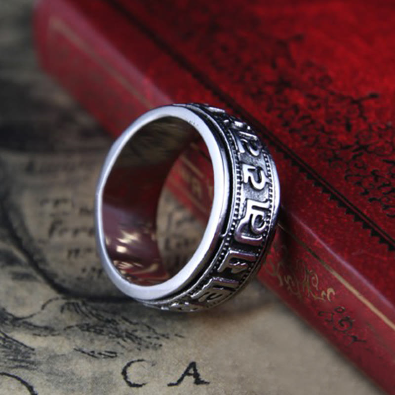 KarmaRipple's Tibetan Om Mani Padme Hum Titanium Steel Spinner Balance Ring p2