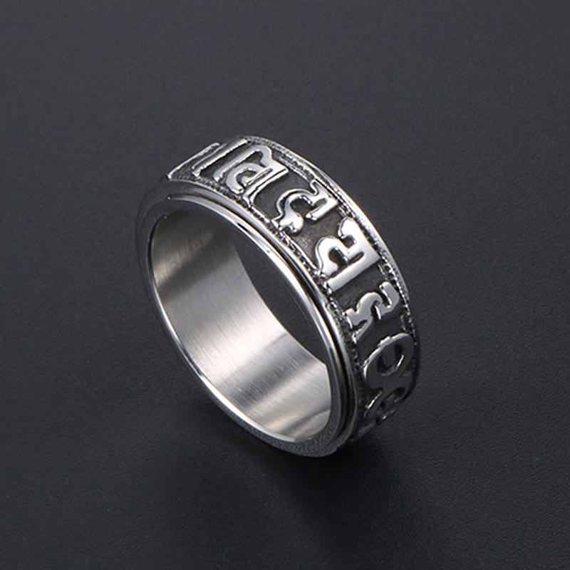 KarmaRipple's Tibetan Om Mani Padme Hum Titanium Steel Spinner Balance Ring p16