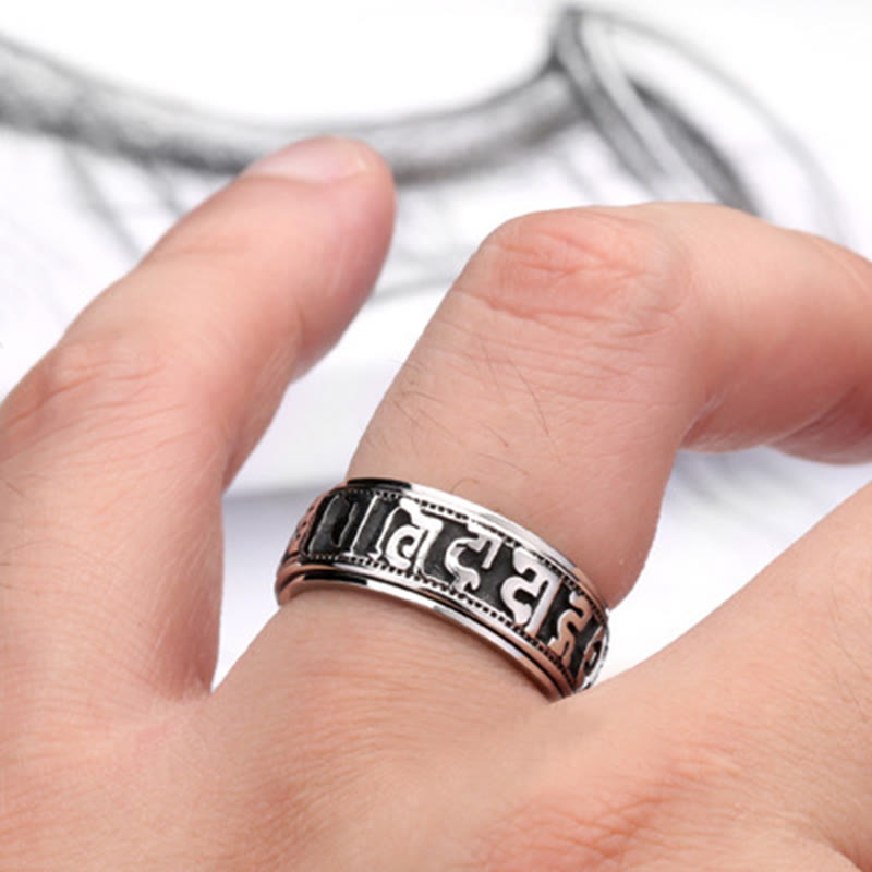 KarmaRipple's Tibetan Om Mani Padme Hum Titanium Steel Spinner Balance Ring p4