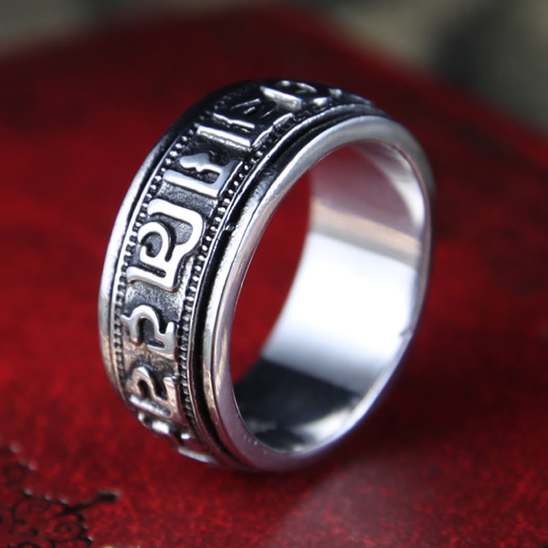 KarmaRipple's Tibetan Om Mani Padme Hum Titanium Steel Spinner Balance Ring p13