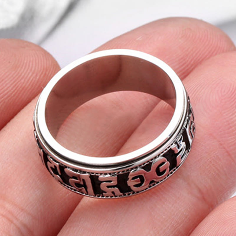 KarmaRipple's Tibetan Om Mani Padme Hum Titanium Steel Spinner Balance Ring p21