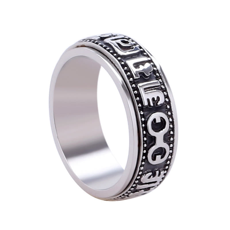 KarmaRipple's Tibetan Om Mani Padme Hum Titanium Steel Spinner Balance Ring p10