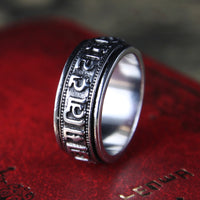 KarmaRipple's Tibetan Om Mani Padme Hum Titanium Steel Spinner Balance Ring