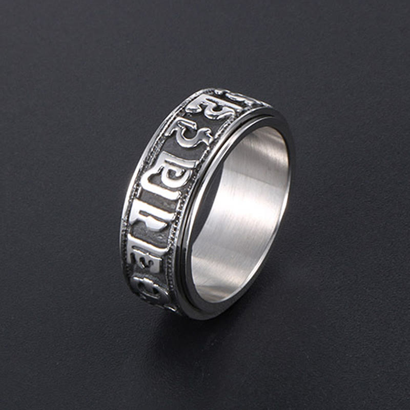 KarmaRipple's Tibetan Om Mani Padme Hum Titanium Steel Spinner Balance Ring p18